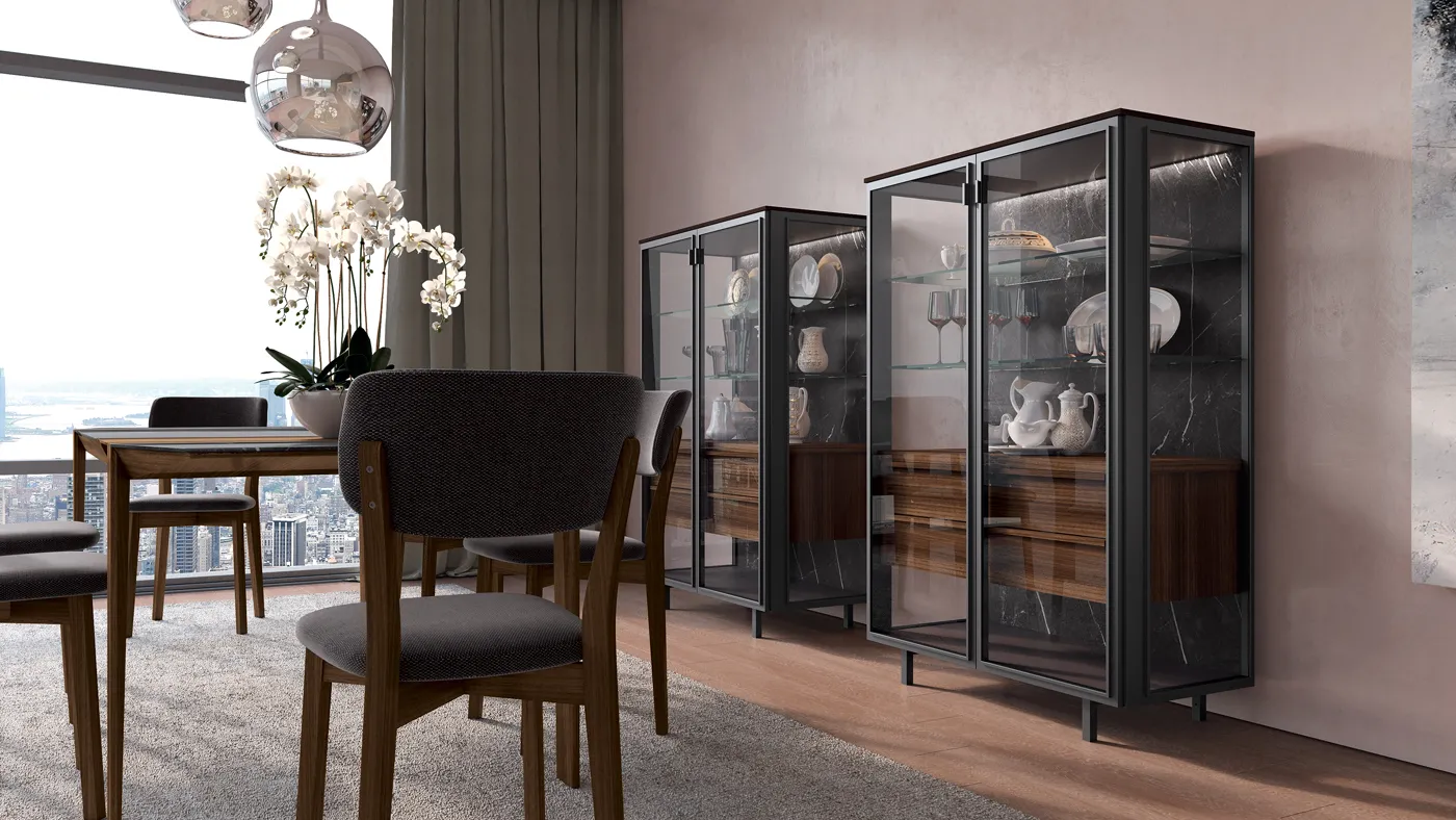 Vetrine e mobili con ante in vetro: come integrarli nell’arredamento contemporaneo